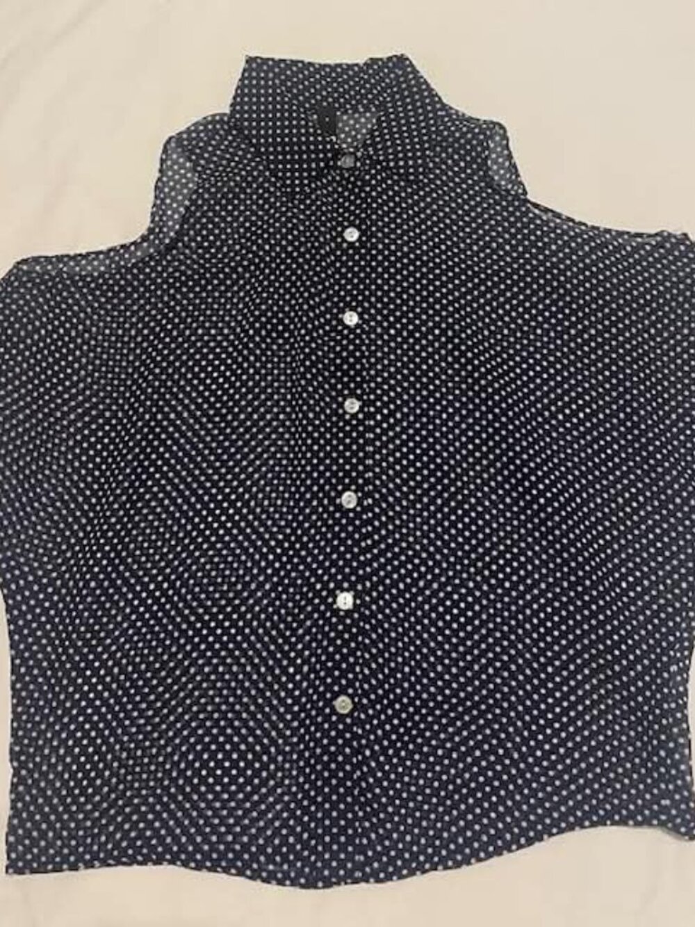 ING Women’s Sleeveless Navy Blue Collared Button Front Blouse, Size M